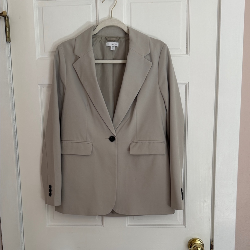 TOPSHOP Light Taupe Single-Button Blazer Size 6